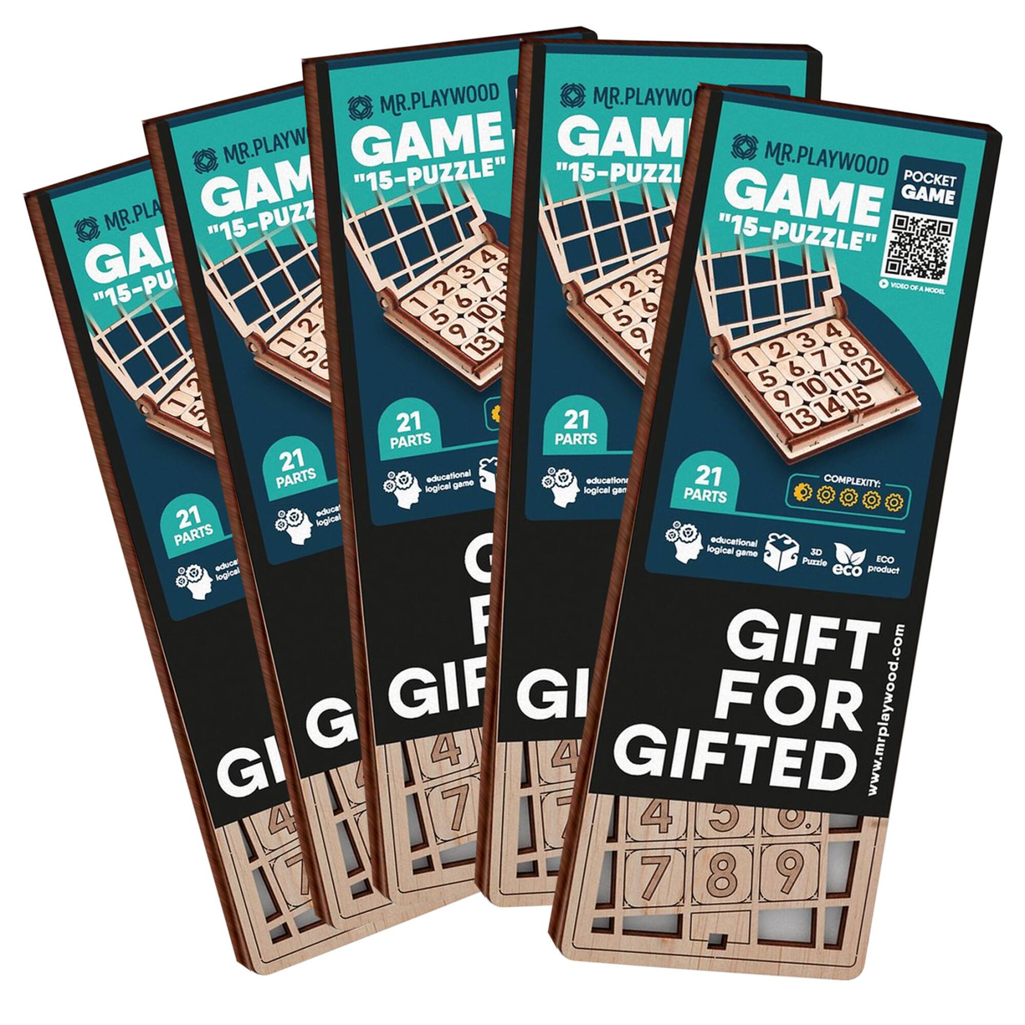 Mr. Playwood Game Fifteen Wooden STEM Puzzles, 5ct.